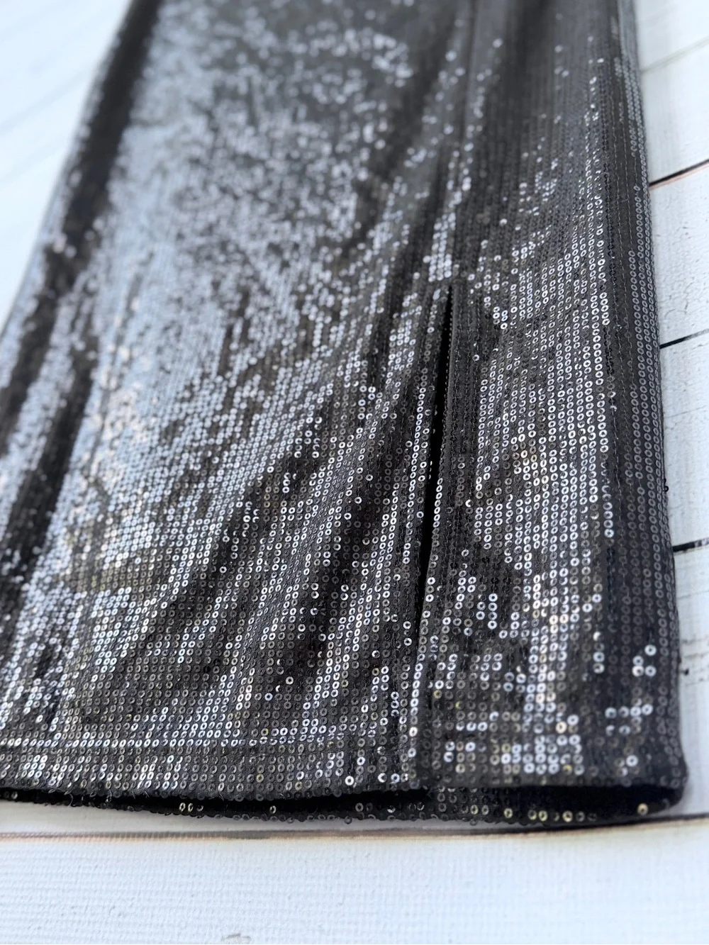 Time and Tru Black Sequin Midi Skirt with Side Slit